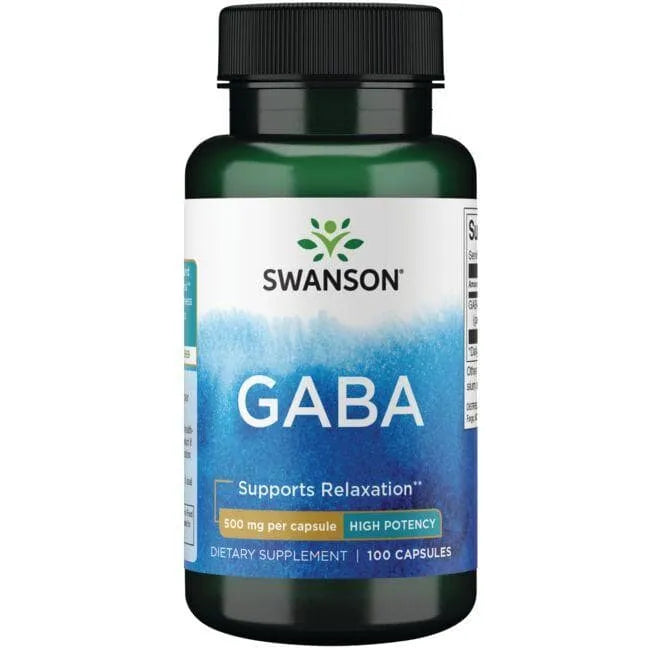 GABA - High Potency - Relax - 500 mg - N100 - Swanson - Papildai