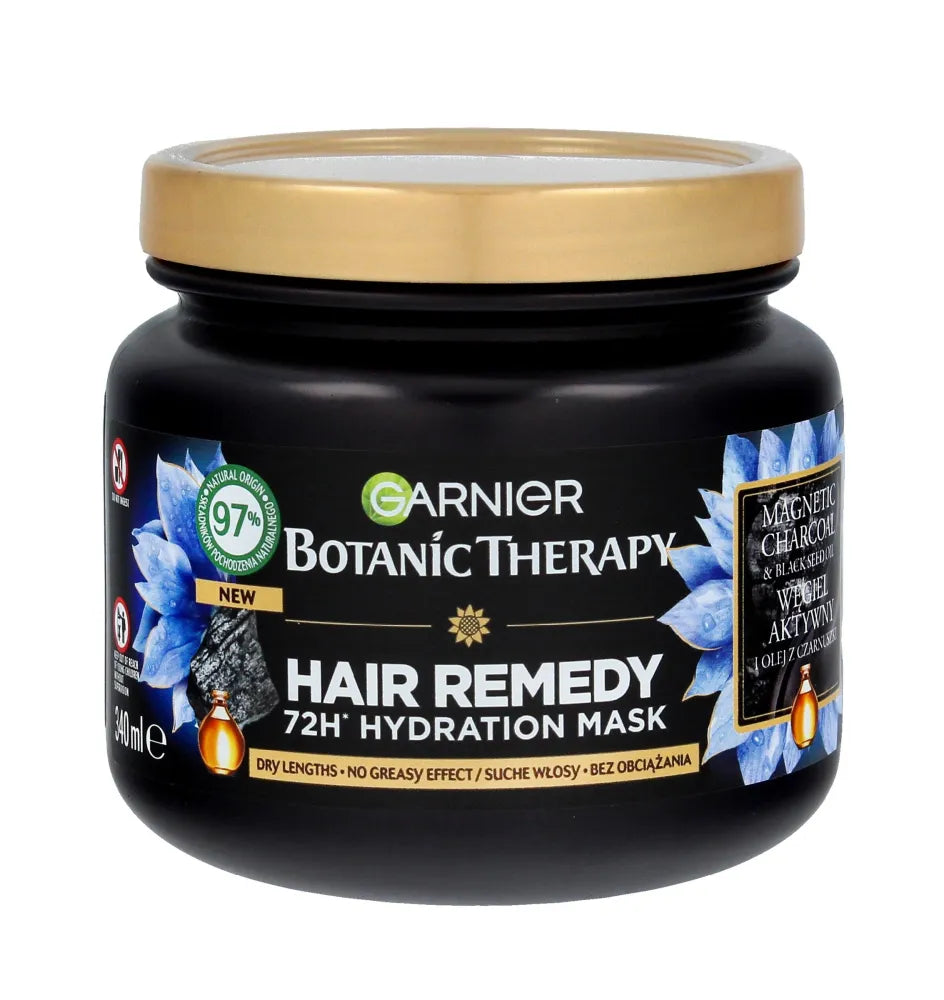 Garnier Botanic Therapy drėkinamoji kaukė sausiems plaukams su aktyvuota anglimi 340 ml - Kosmetika