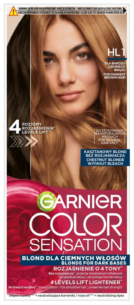 GARNIER Color Sensation Coloring Cream No. HL1 Chestnut Blonde - for very dark brown hair 1 pack. - Kosmetika