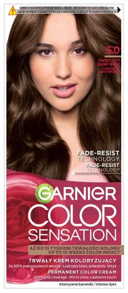 GARNIER Color Sensation Dažymo kremas Nr. 5.0 - Spindintis šviesiai rudas 1 vnt. - Kosmetika