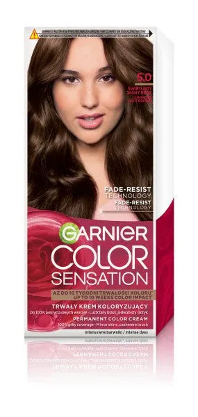GARNIER Color Sensation Dažymo kremas Nr. 5.0 - Spindintis šviesiai rudas 1 vnt. - Kosmetika