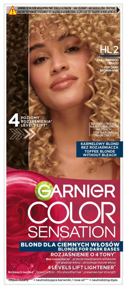 GARNIER Color Sensation Hair Cream No. HL2 Caramel Blonde - for dark brown 1 pack. - Kosmetika