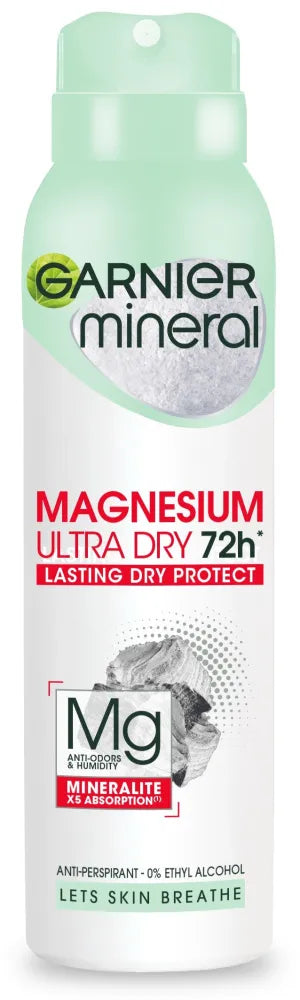 Garnier Mineral Deodorant spray Magnesium Ultra Dry 72h - Ilgalaikė Sausa Apsauga 150ml - Kosmetika