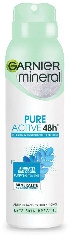 Garnier Mineral Deodorant spray Pure Active 48h - Efektyvus prieš bakterijas 150ml - Kosmetika