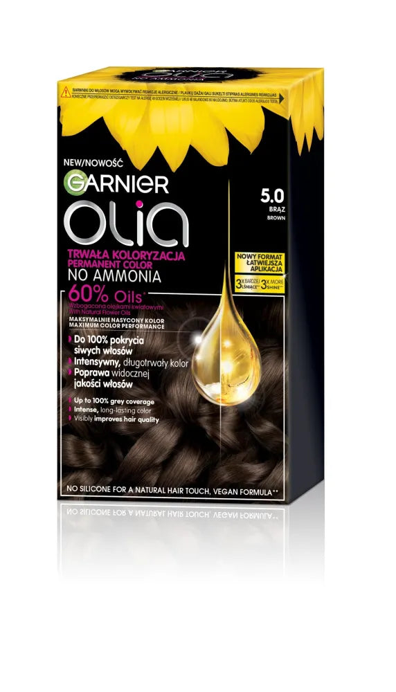 GARNIER Olia Plaukų dažai nr. 5.0 Ruda - Kosmetika
