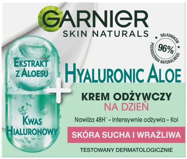 Garnier Skin Naturals Hyaluronic Aloe Light Nourishing Cream - sausai ir jautriai odai 50ml - Kosmetika