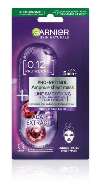 Garnier Skin Naturals Pro-Retinol Lyginamoji Audinio Kaukė 1 vnt - Kosmetika