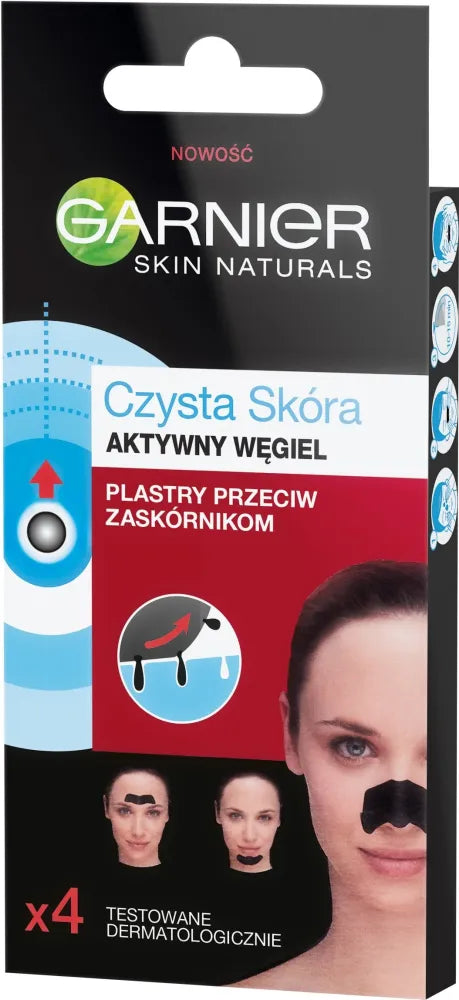 Garnier Skin Naturals Pure Active Charcoal Anti-blackhead pleistrai 1 pakuotė - 4 vnt. - Kosmetika