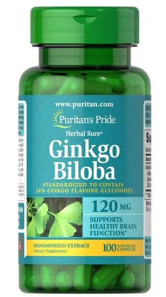 Ginkgo Biloba 120mg - 100 caps - Puritan’s Pride - Papildai