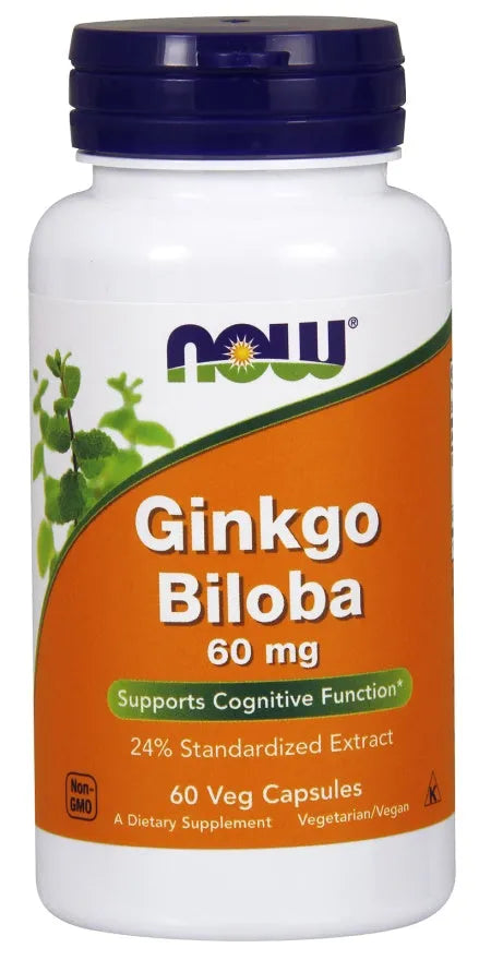 Ginkgo Biloba 60mg - 60 vcaps - NOW Foods - Papildai
