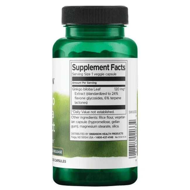 Ginkgo Biloba Extract - Smegenų veiklai - 120 mg - N100 - Ginkmedis - Swanson - Papildai