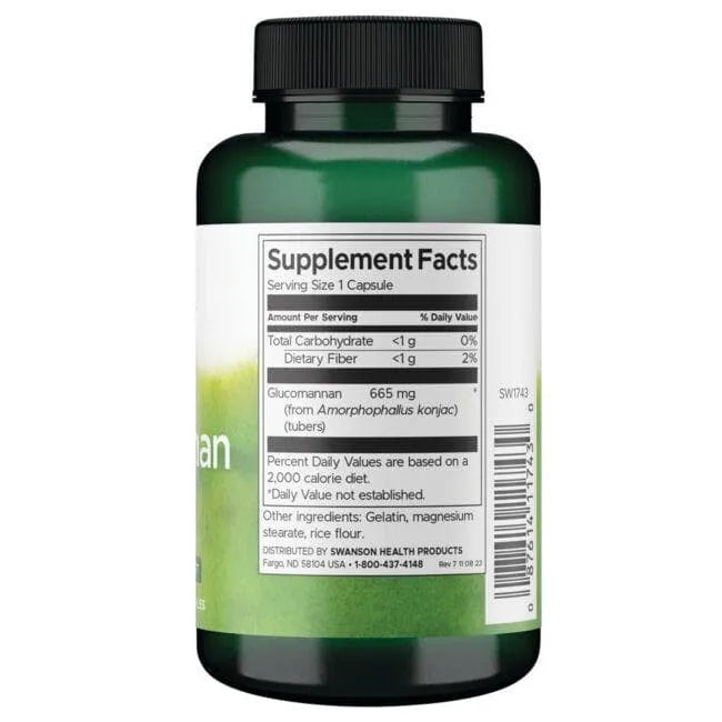 Glucomannan - Leopardinis amorfofalas - 665 mg - N90 - Swanson - Papildai