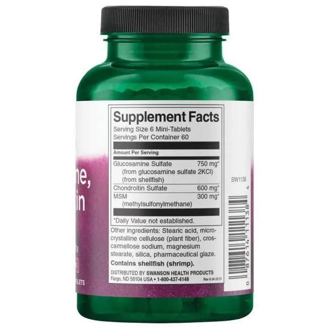 Glucosamine Chondroitin & MSM - Mini Tabs - N360 - Swanson - Papildai