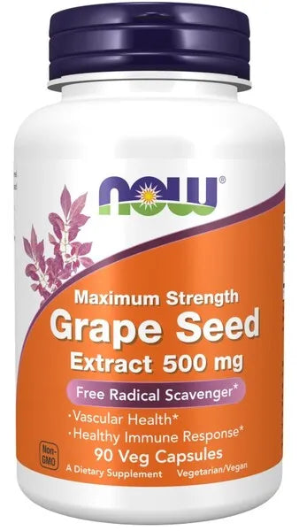 Grape Seed Extract 500mg Maximum Strength - 90 vcaps - NOW Foods - Papildai