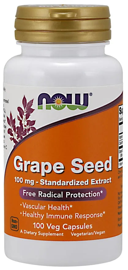 Grape Seed Standardized Extract 100mg - 100 vcaps - NOW Foods - Papildai