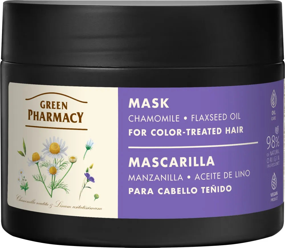 GREEN PHARMACY Chamomile and Linseed Oil Mask for colored hair 300 ml - Kosmetika