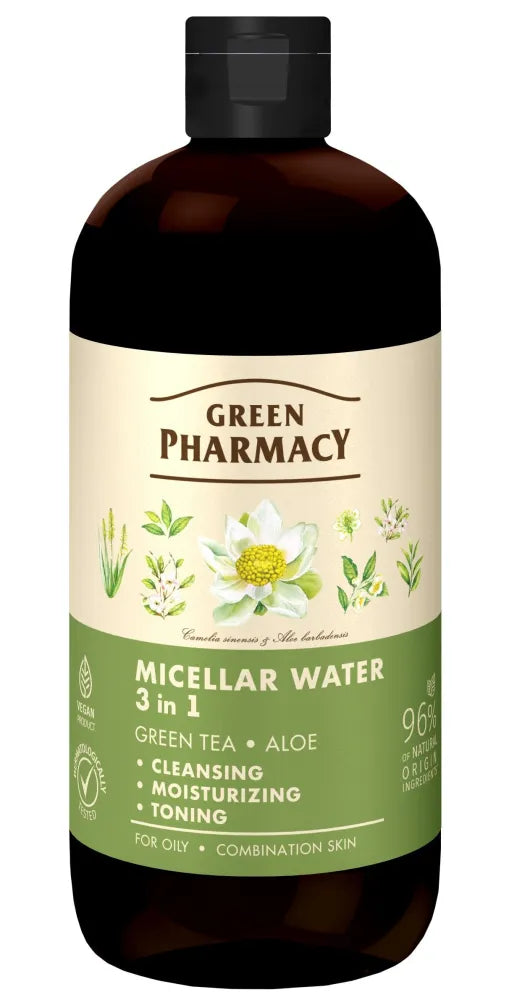 GREEN PHARMACY Micellar Water 3in1 Tea and Aloe Vera 500 ml - Kosmetika