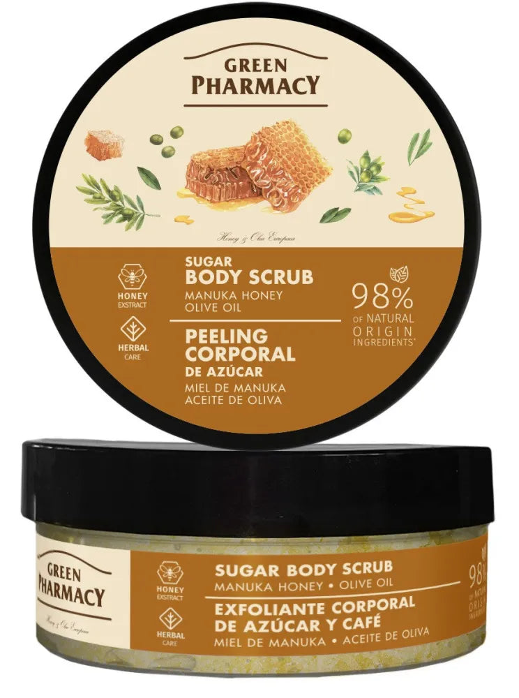 GREEN PHARMACY Multi Sugar kūno šveitiklis su Manuka medumi ir alyvuogių aliejumi 200 ml - Kosmetika