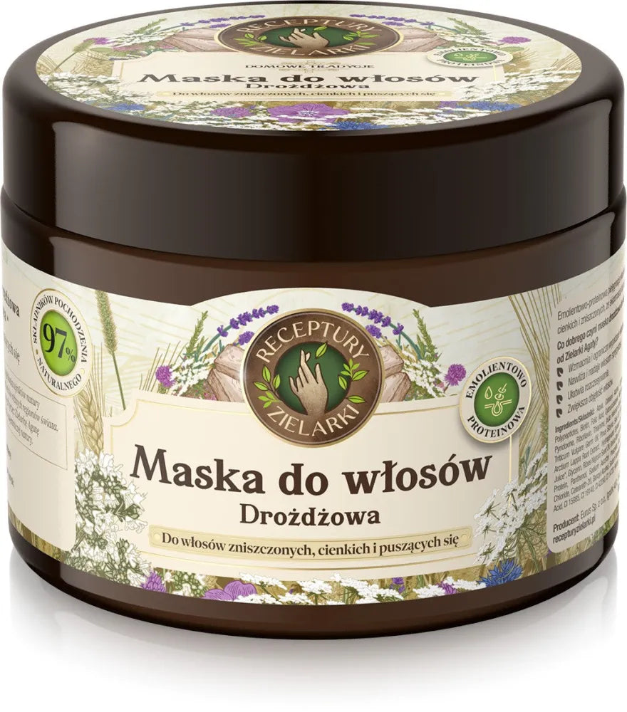 HERBAL RECIPES Namų tradicijos mielių kaukė pažeistiems ploniems ir garbanotiems plaukams 300ml - Kosmetika