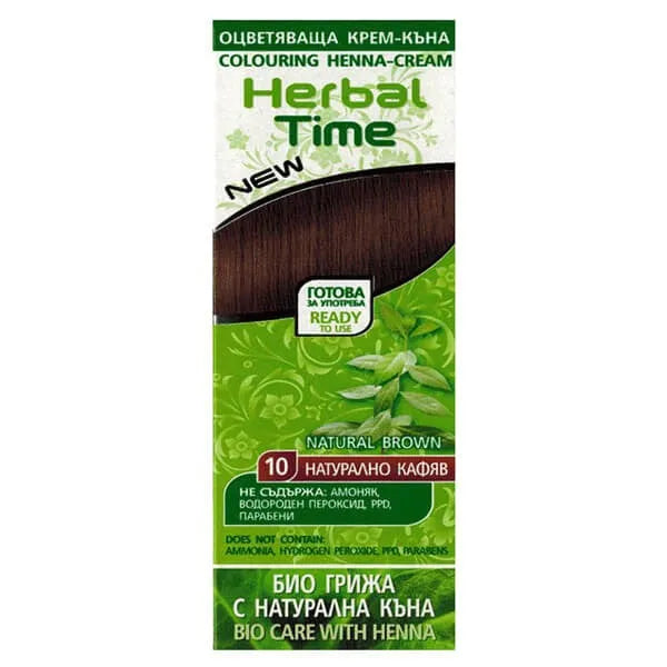 HERBAL TIME Henna for hair natūralus 10 Natūraliai Rudas - Kosmetika