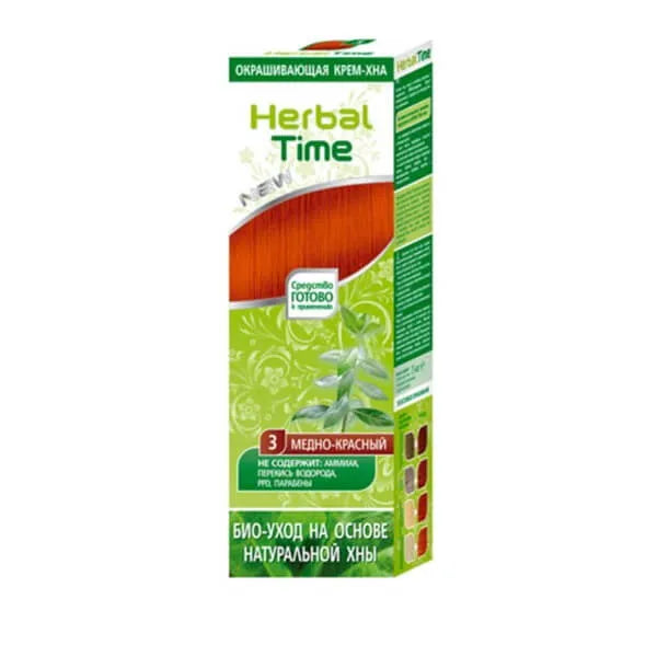 HERBAL TIME Natural Hair Henna 3 Medaus Raudona - Kosmetika