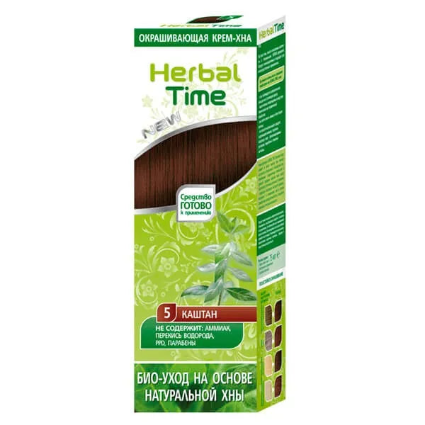 HERBAL TIME Natural Hair Henna 5 Kaštonas - Kosmetika