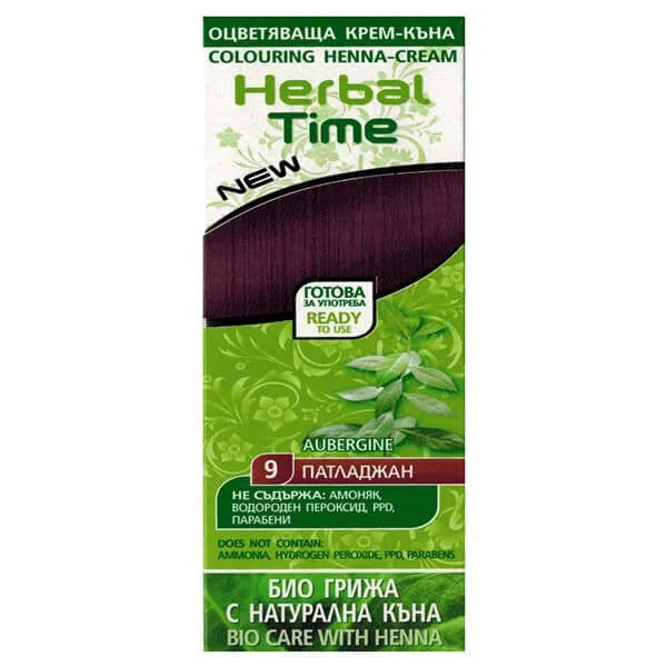 HERBAL TIME Natural Hair Henna 9 Baklažanas - Kosmetika