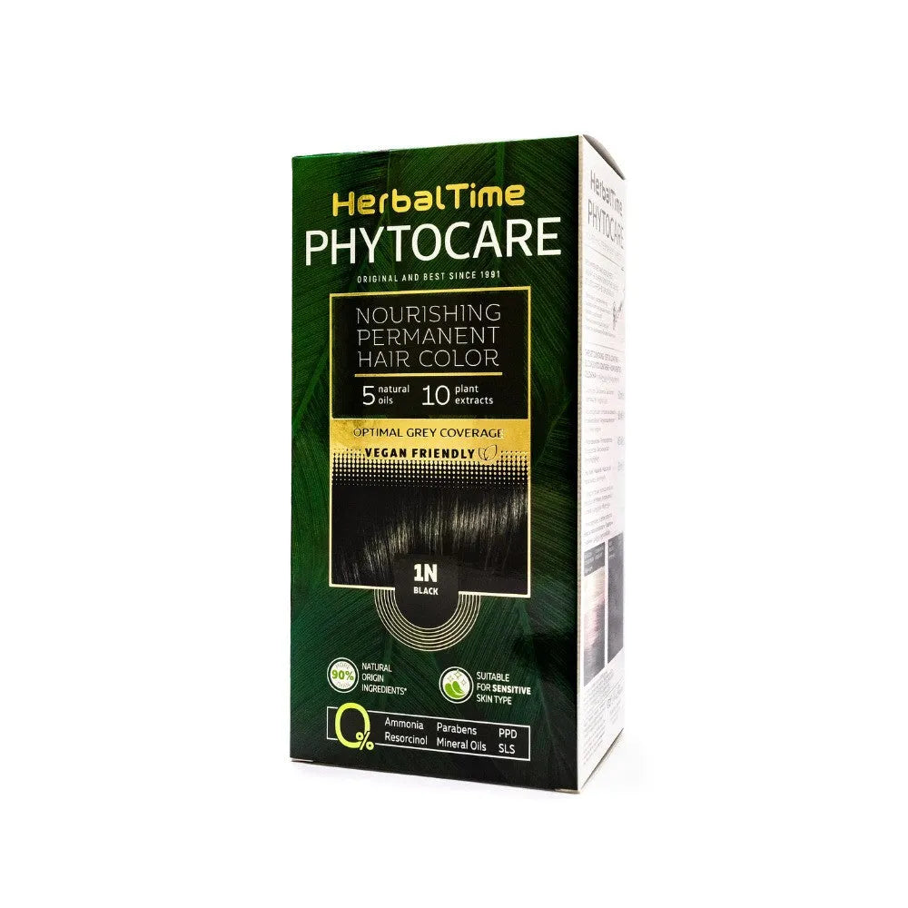 HERBAL TIME Phytocare Natūralus plaukų dažai 1N juodas - Kosmetika