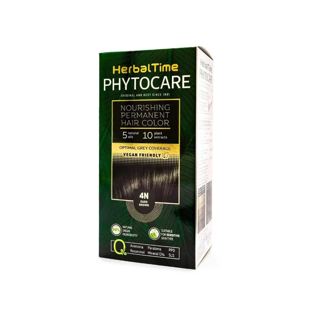 HERBAL TIME Phytocare Natūralus plaukų dažai 4N tamsiai rudas - Kosmetika