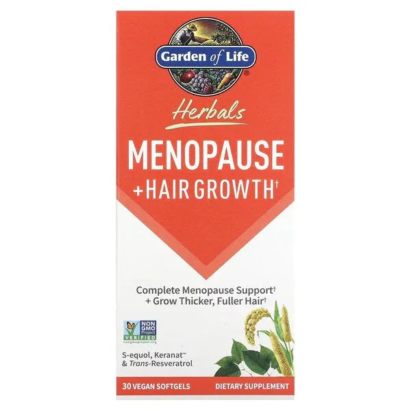 Herbals Menopause + Hair Growth - 30 vegan softgels - Garden of Life - Papildai
