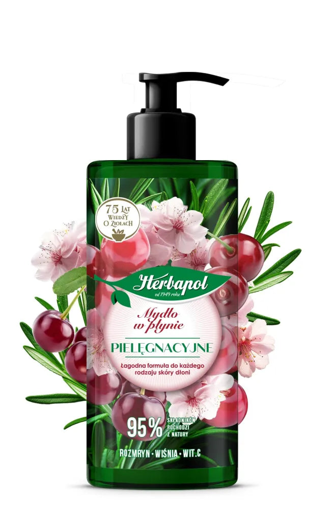 HERBAPOL Rosemary-Cherry skystas muilas 390 ml - Kosmetika