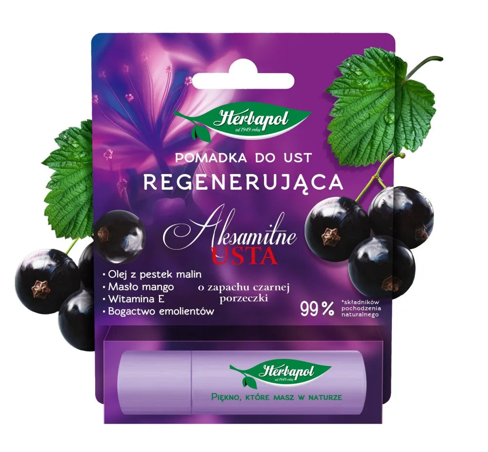 HERBAPOL Velvet Lips Restorative Lipstick - Black Currant 4.9 g - Kosmetika