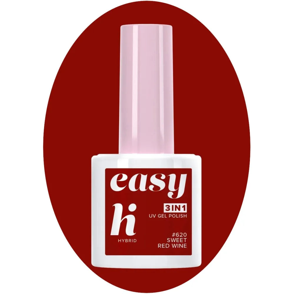 Hi Hybrid Lacquer Easy 3in1 #620 Raudono Vyno 5ml - Kosmetika