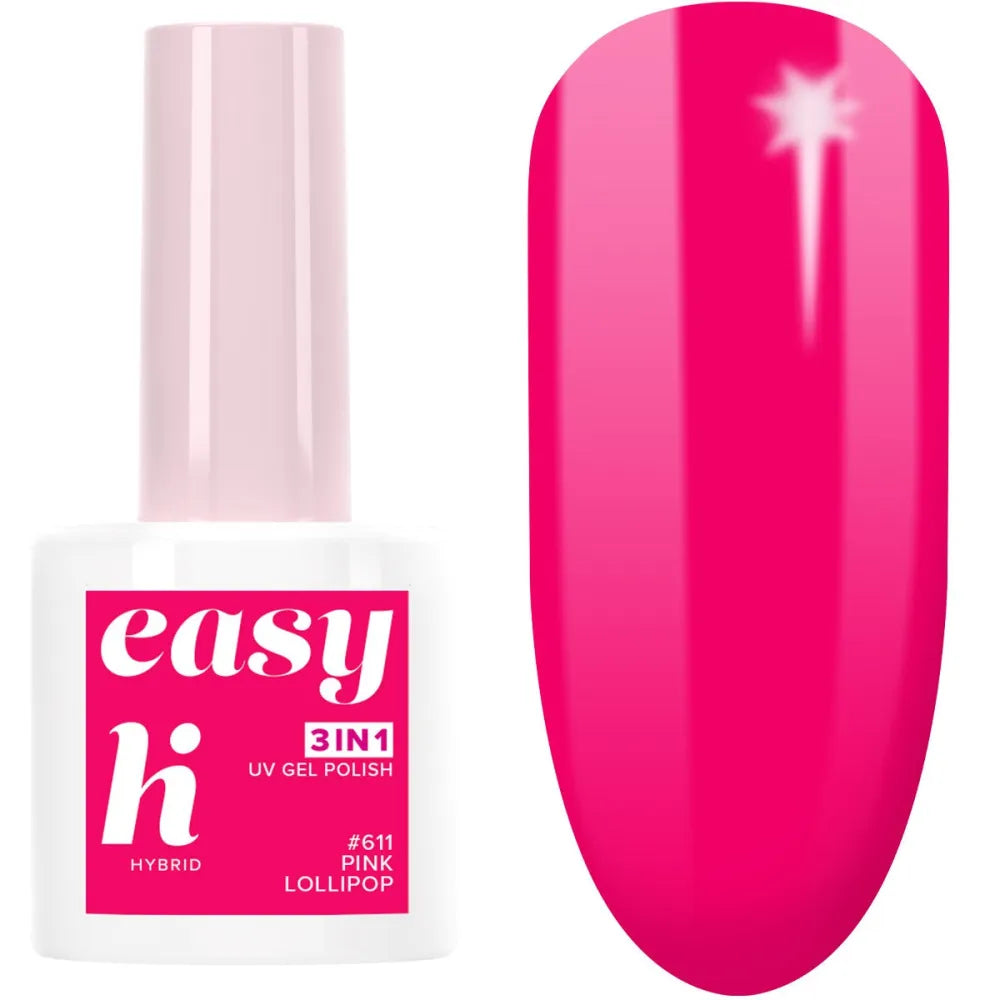 Hi Hybrid Lacquer Easy 3in1 Lunapark #611 Rožinė Saldainis 5ml - Kosmetika