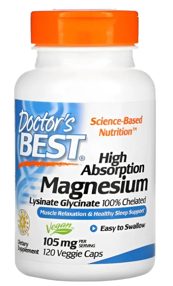 High Absorption Magnesium 105mg - 120 vcaps - Doctor’s Best - Papildai