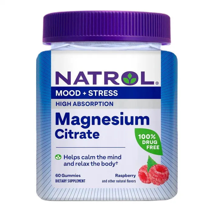 High Absorption Magnesium Citrate Raspberry - 60 gummies - Natrol - Papildai