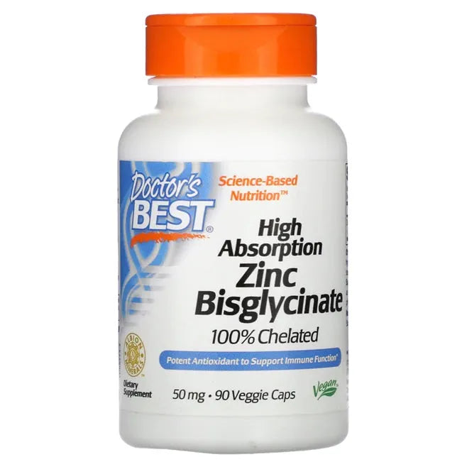 High Absorption Zinc Bisglycinate 50mg - 90 vcaps - Doctor’s Best - Papildai