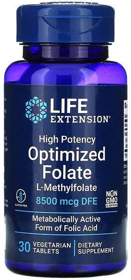 High Potency Optimized Folate - 30 vegetarian tabs - Life Extension - Papildai