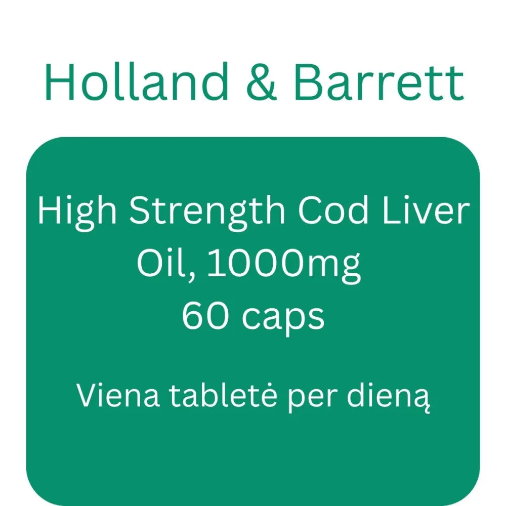 High Strength Cod Liver Oil 1000mg - 60 caps - Holland & Barrett - Papildai