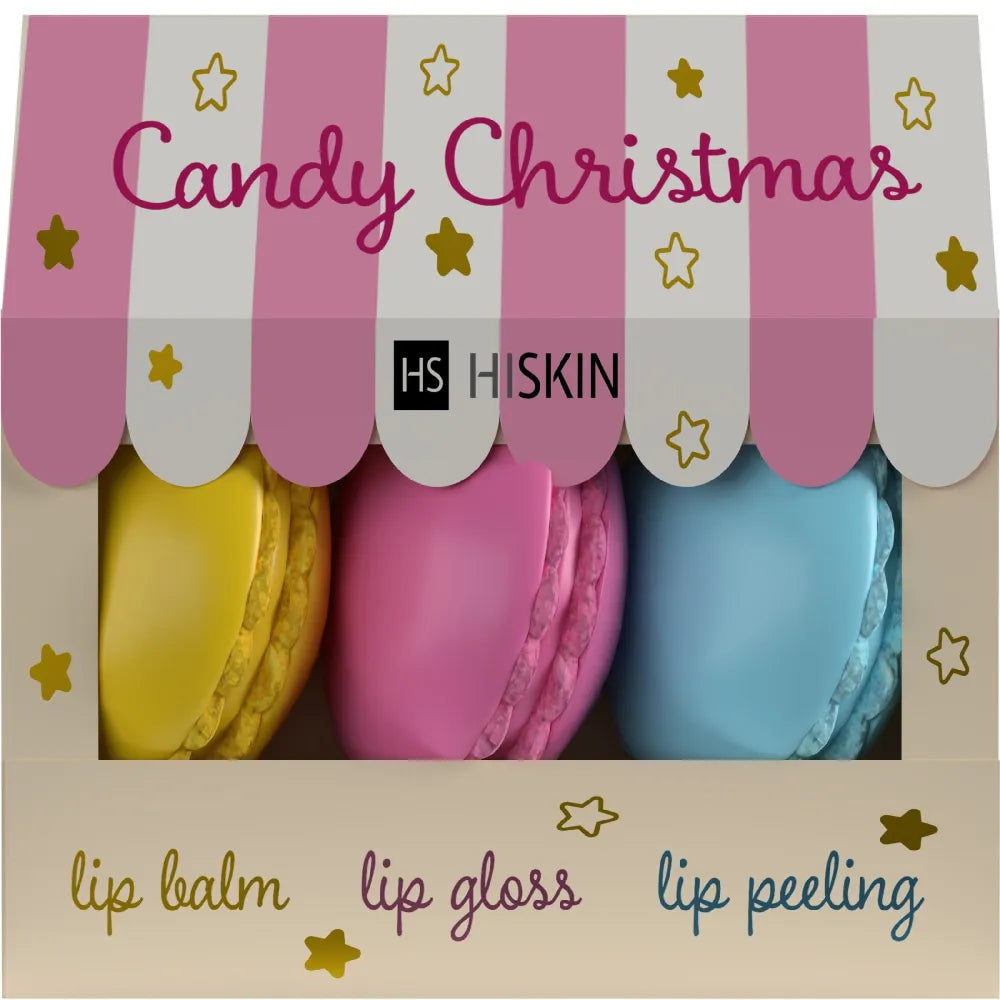 HISKIN Candy Christmas Lip Care Gift Set (scrub + balm + gloss) - Kosmetika