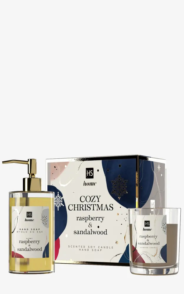 HISKIN Home Fragrance rinkinys - Sojų žvakė + Aviečių ir Sandalmedžio kūno muilas - Kosmetika