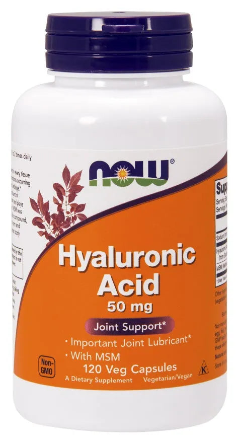 Hyaluronic Acid with MSM 50mg - 120 vcaps - NOW Foods - Papildai