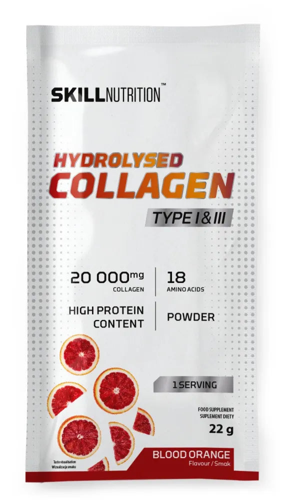 Hydrolysed Collagen Type I & III Blood orange - 22g (1 serving) - Skill Nutrition - Sporto papildai