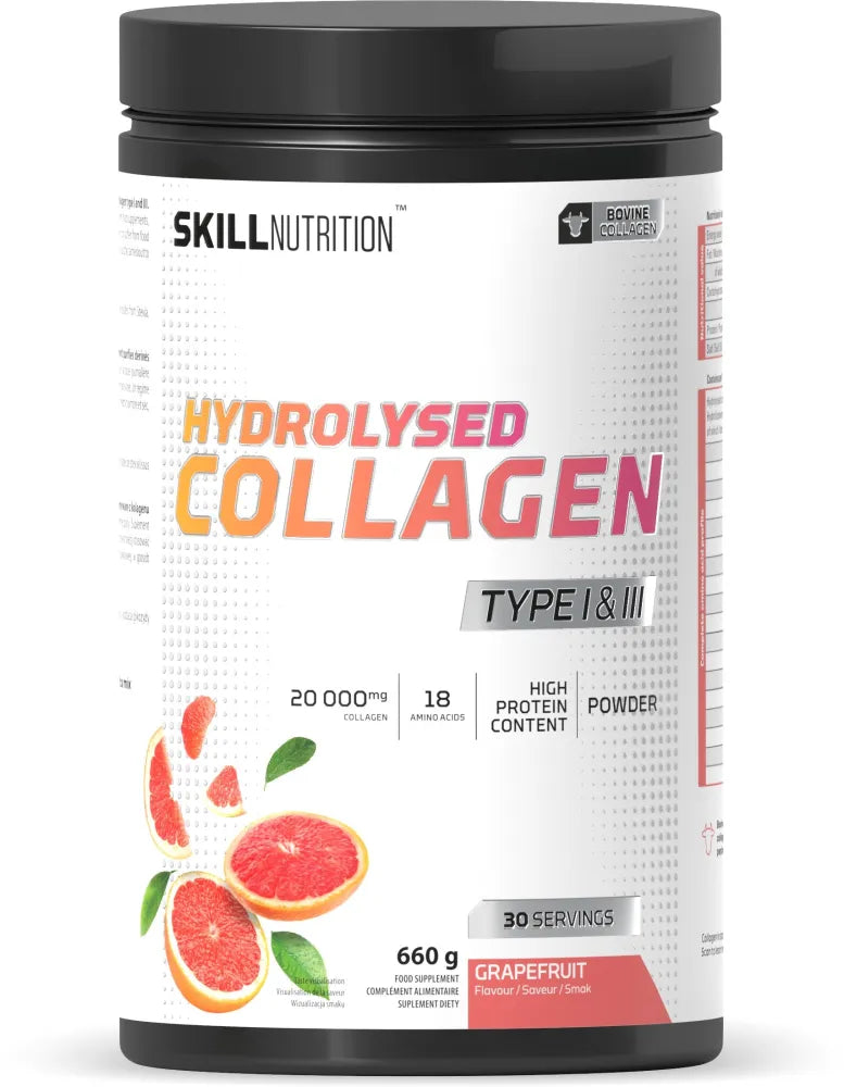 Hydrolysed Collagen Type I & III Grapefruit - 660g - Skill Nutrition - Sporto papildai