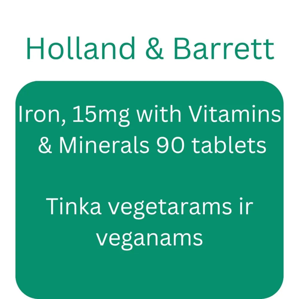 Iron 15mg with Vitamins & Minerals - 90 tablets - Holland Barrett - Papildai
