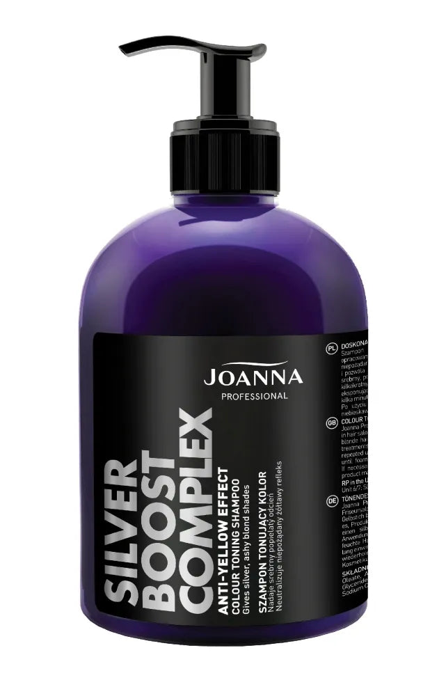 JOANNA PROFESSIONAL ANTI-YELLOW BOOST COMPLEX tonizuojantis šampūnas pelenų spalvos 500 g - Kosmetika