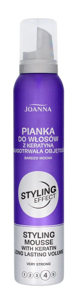 Joanna Styling Effect plaukų putos su keratinu ilgalaikiam tūriui - labai stiprios 150ml - Kosmetika