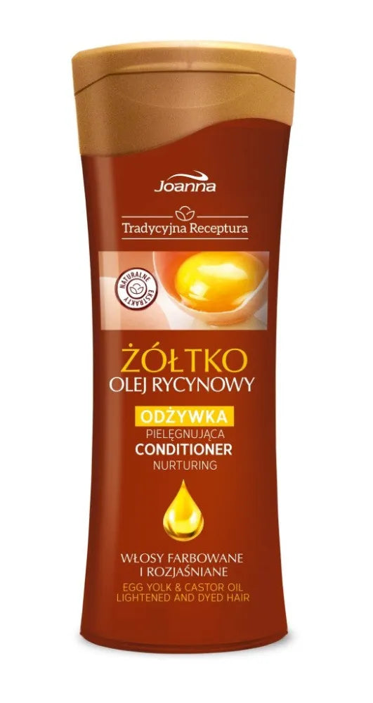 Joanna Traditional Recipe Plaukų kondicionierius Maitinantis kiaušinio trynys ir ricinos aliejus 300ml - Kosmetika