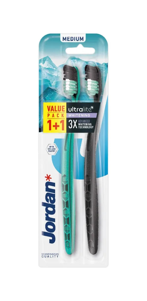 JORDAN Ultralite Toothbrush White Medium - 2 vnt. - Kosmetika