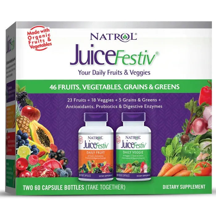 JuiceFestiv Daily Fruits & Veggies - 60 + caps - Natrol - Papildai